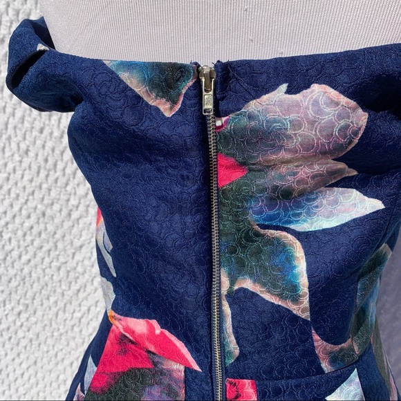 NWT Small L’atiste Floral Off Shoulder Cap Sleeve Mini Dress Prom Hoco Wedding - Picture 10 of 12